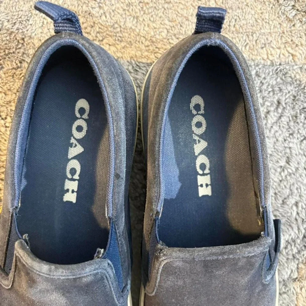 Navy‎ blue Coach suede flat Skate shoes